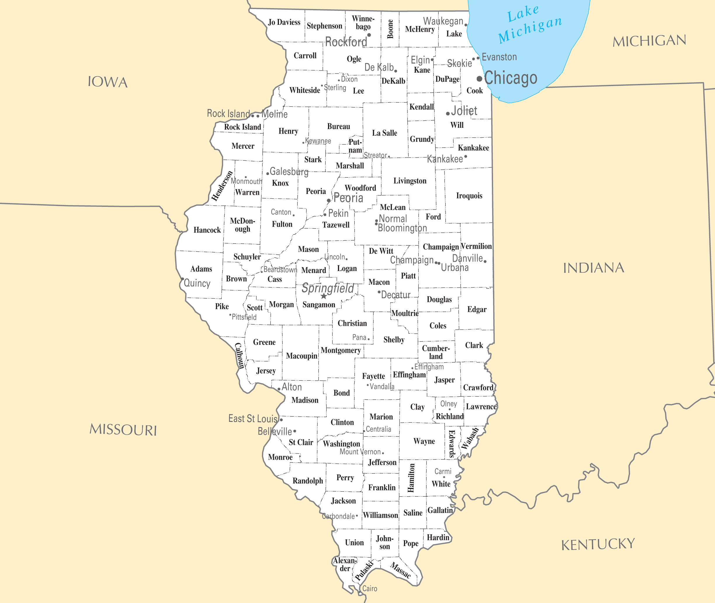 Illinois Cities And Towns Mapsof Net