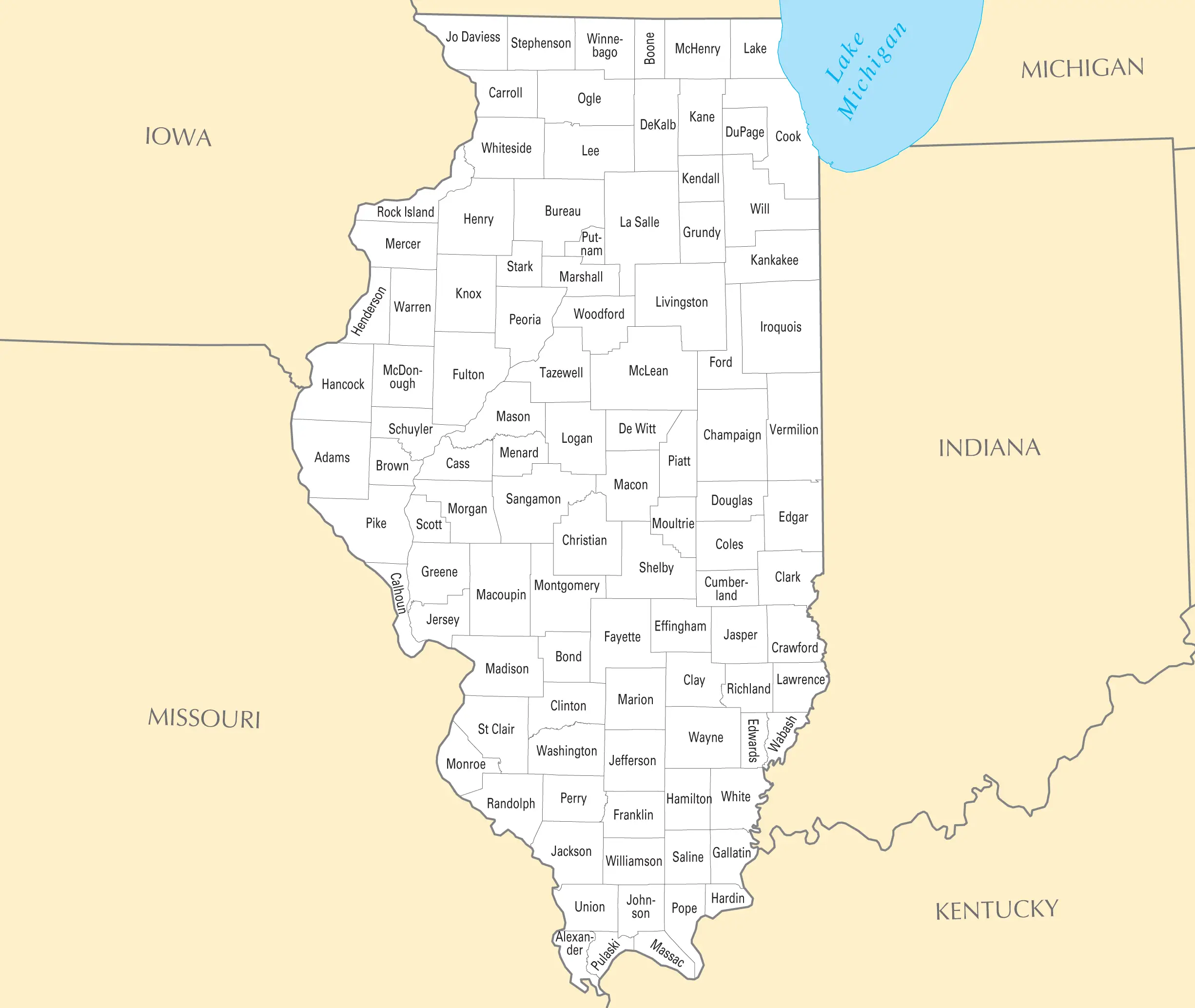 Illinois County Map Mapsof Net