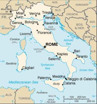 map of italy with cities delineation