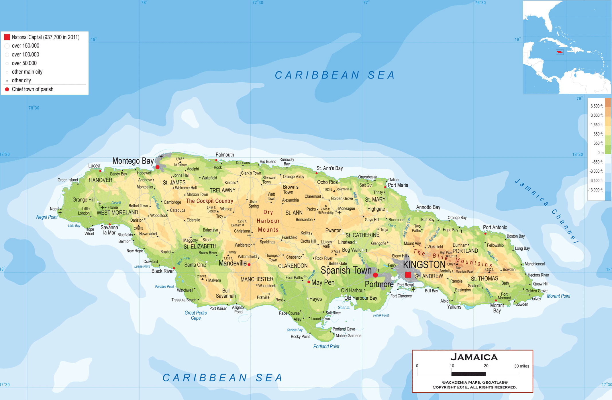 Jamaica Map • Mapsof.net