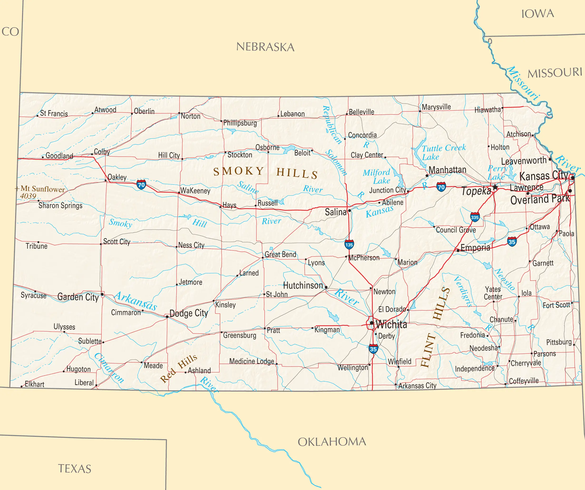 Kansas Reference Map Mapsof Net
