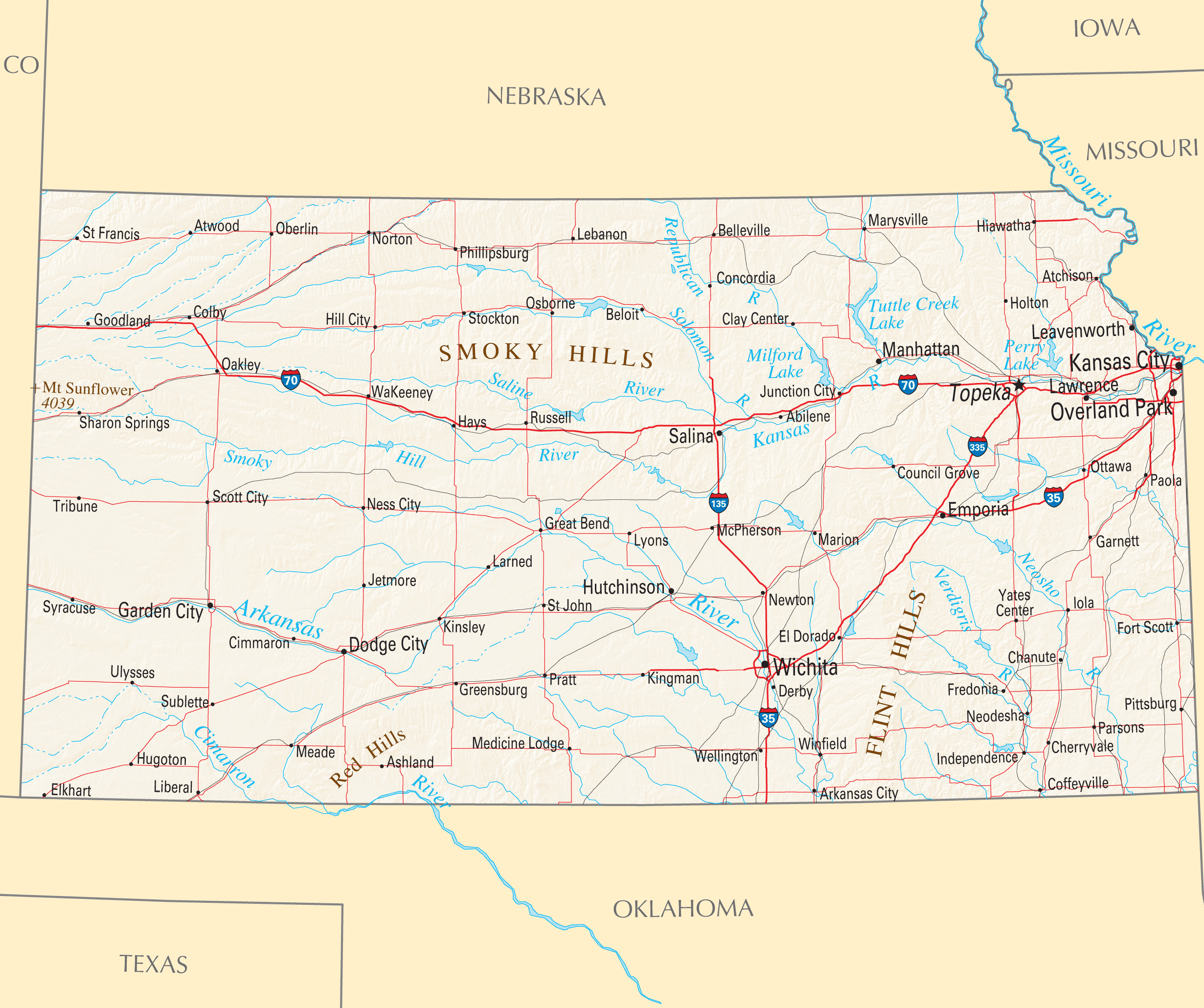 Kansas Reference Map • Mapsof.net