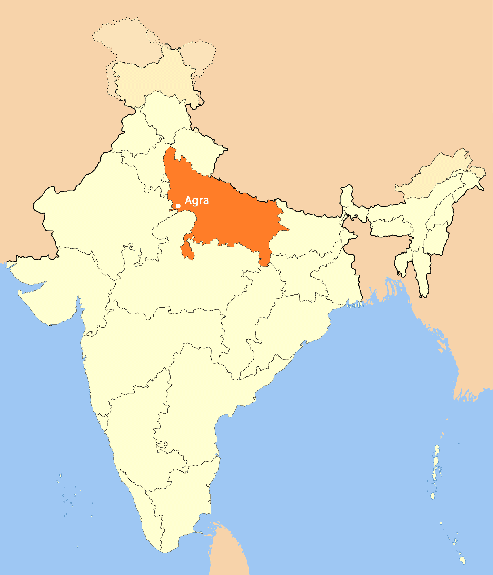 Location Map of Agra - Mapsof.Net