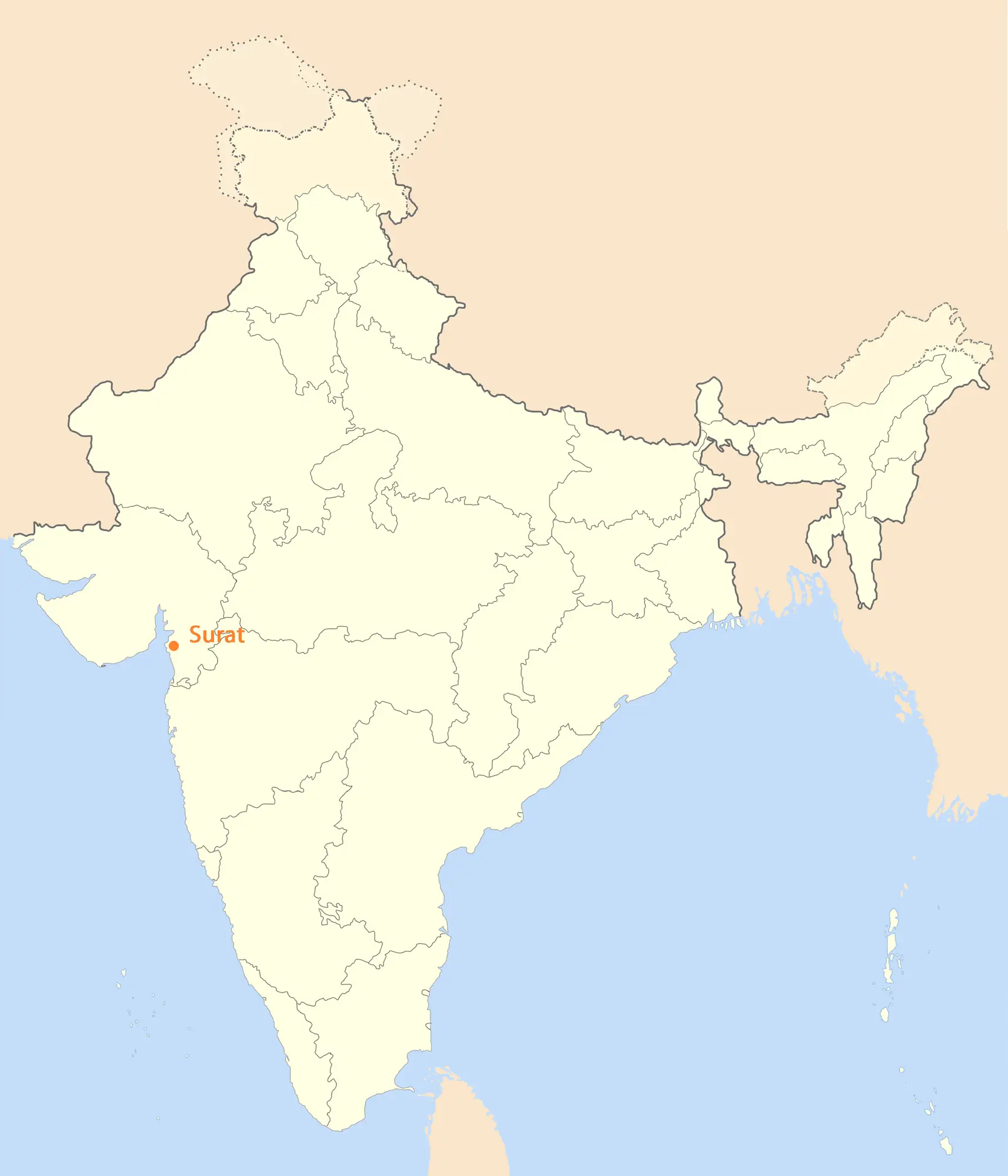 Location Map of Surat • Mapsof.net