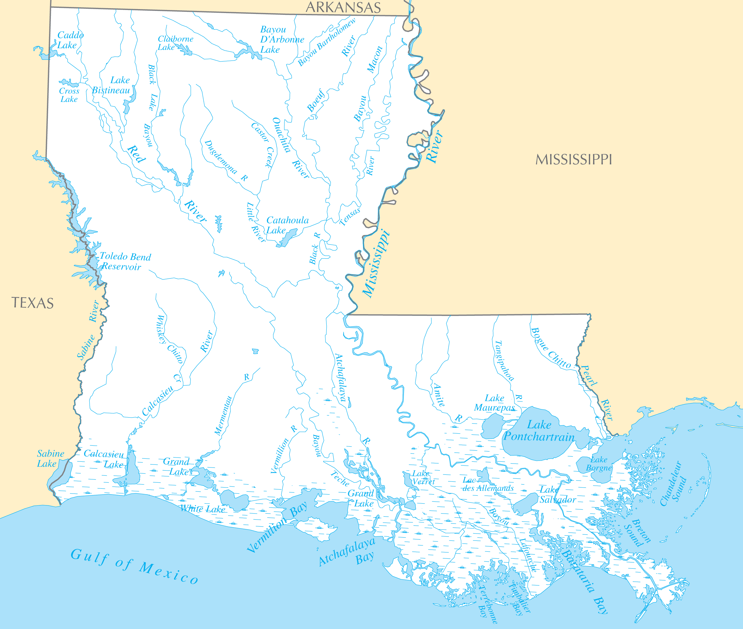 Louisiana Rivers And Lakes •