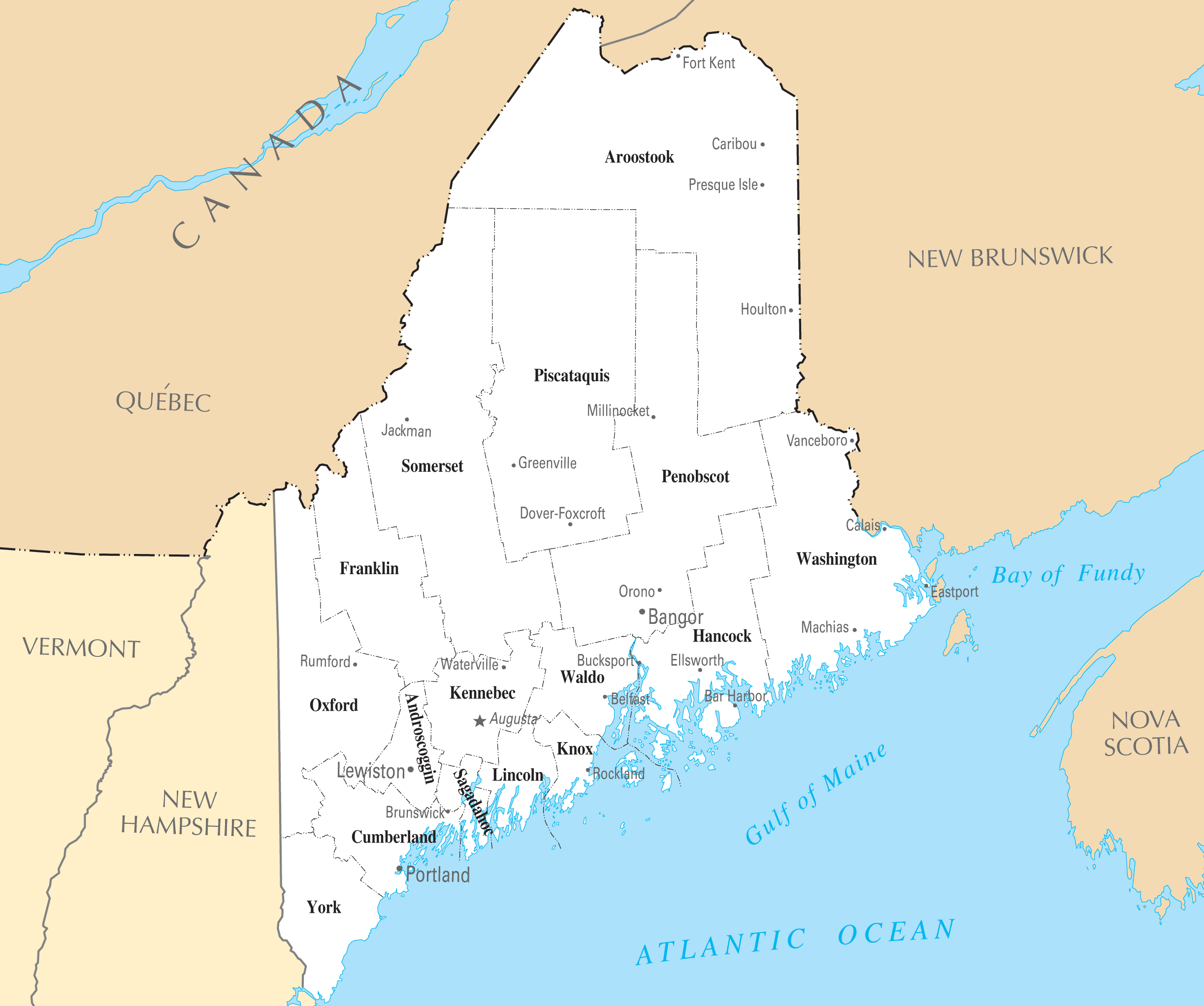 Maine Cities And Towns •