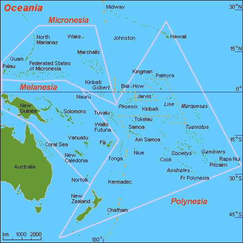 Political Map Of Oceania. Map Oc Oceania