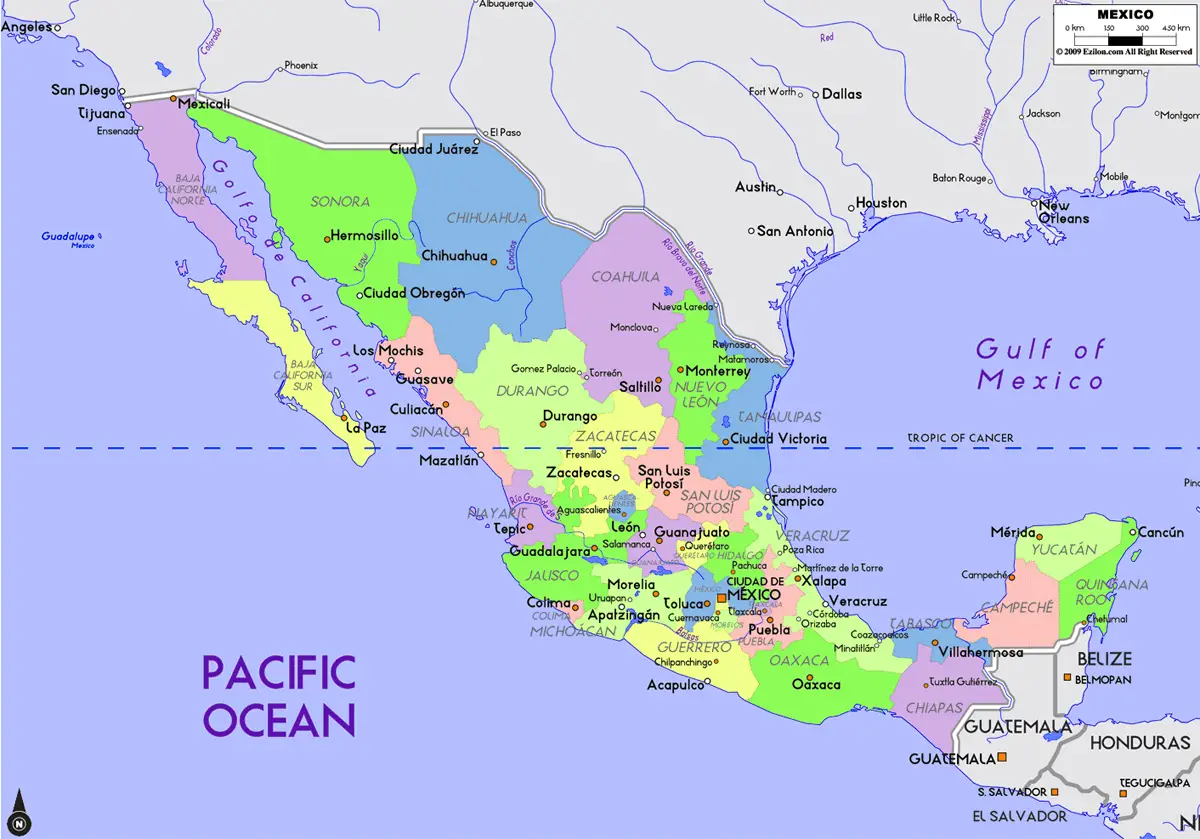 Map Of Mexico States And Capitals Mapsof Net