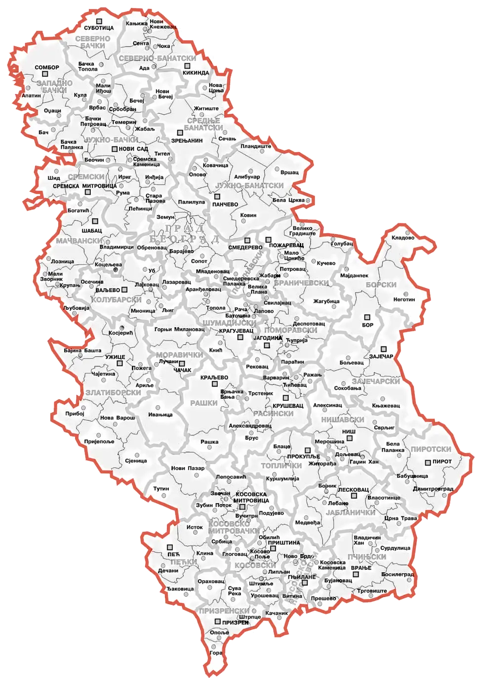 Map Of Serbia Municipalities •