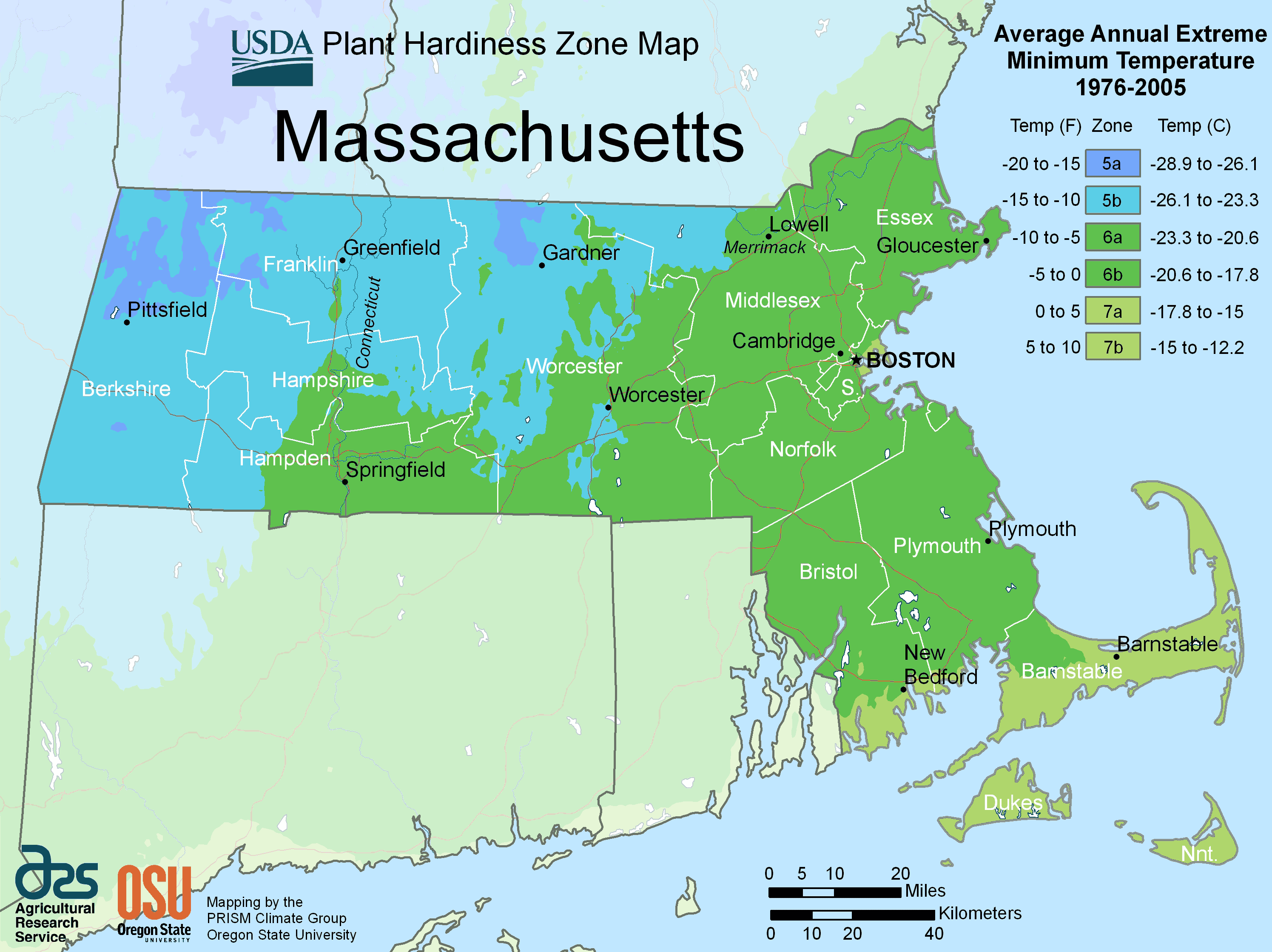 Massachusetts Plant Hardiness Zone Map Mapsof