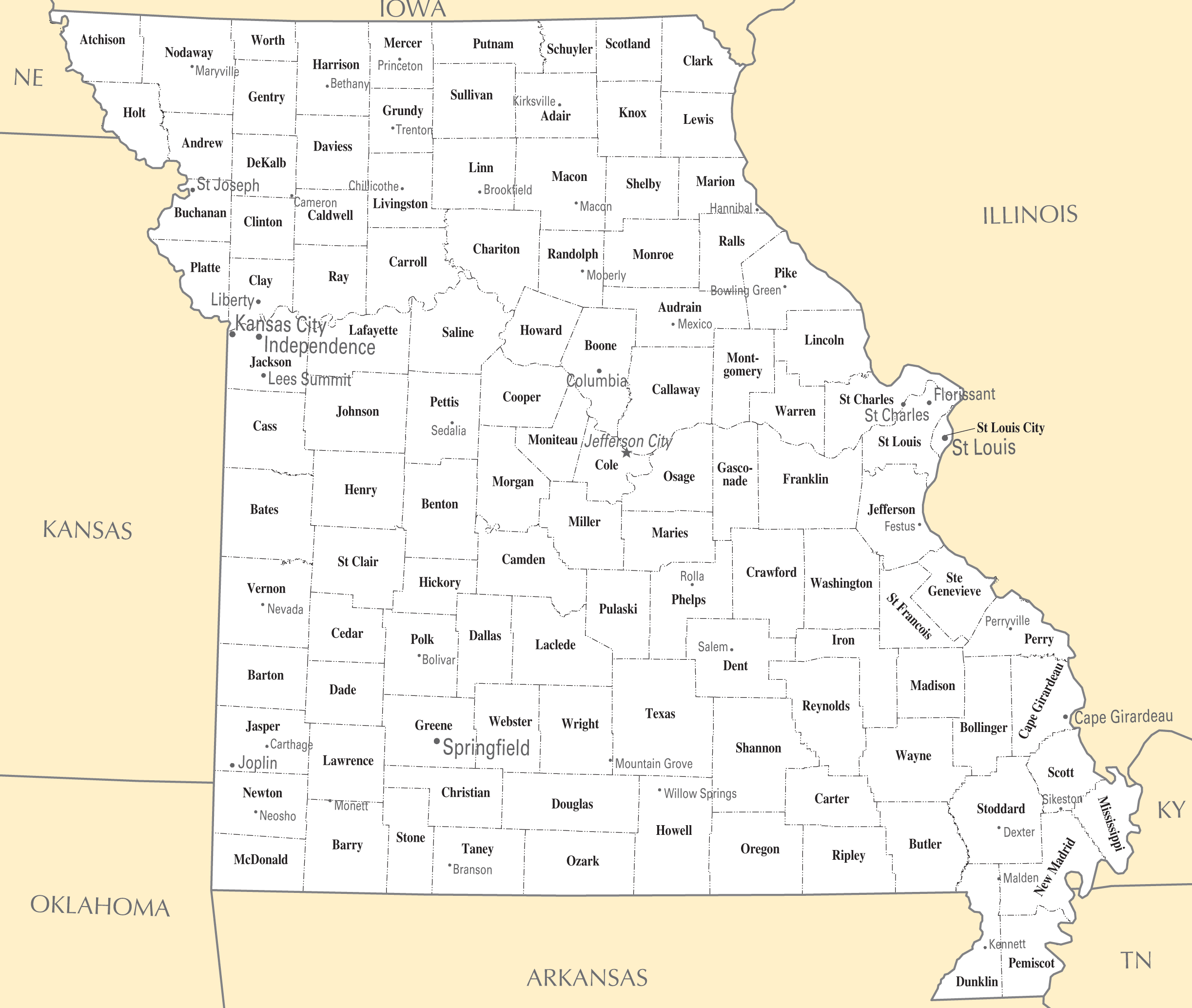 missouri map with cities and towns Missouri Cities And Towns Mapsof Net missouri map with cities and towns