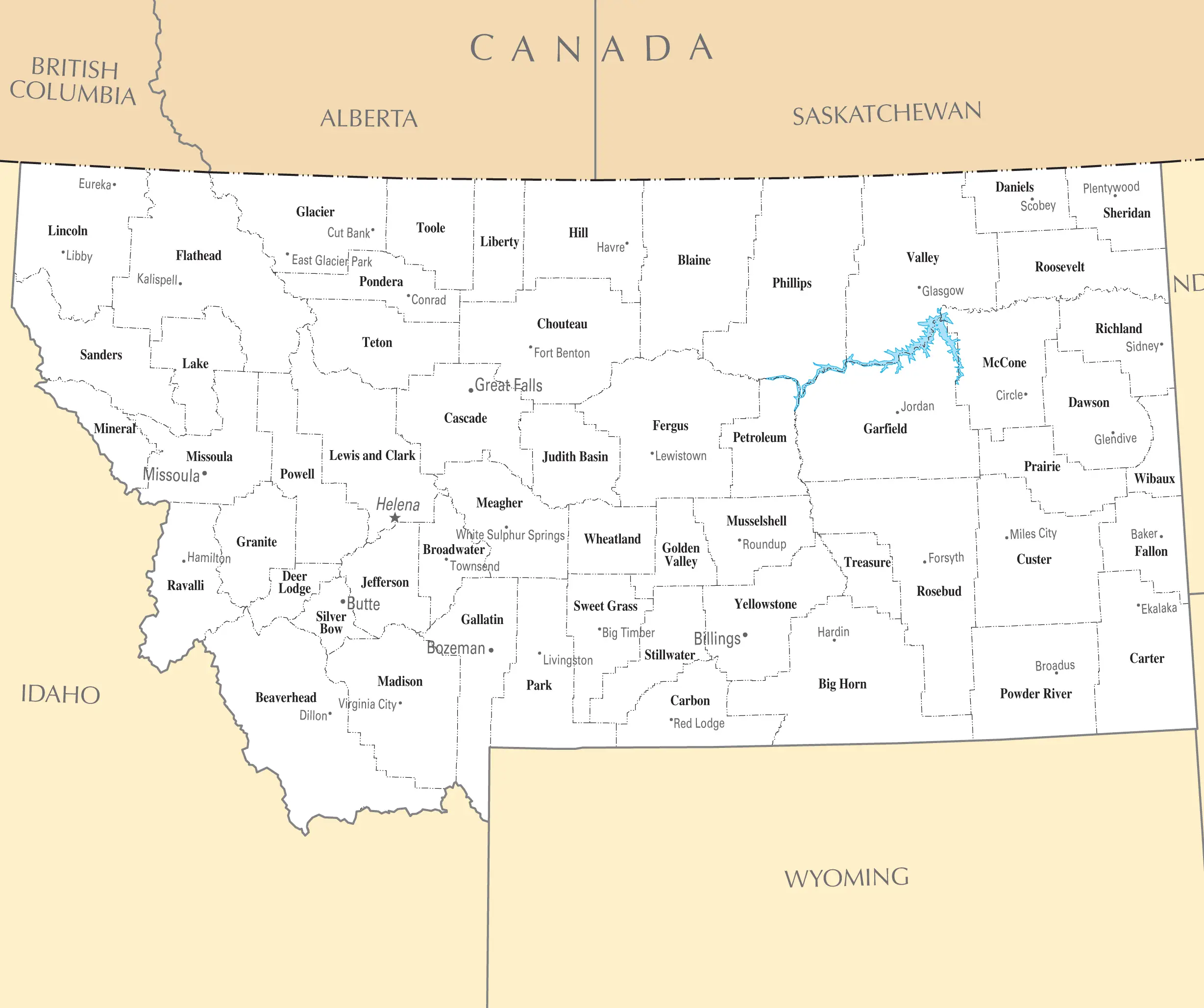 Montana Cities And Towns Mapsof Net