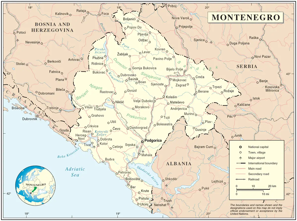 Montenegro Map • Mapsof.net