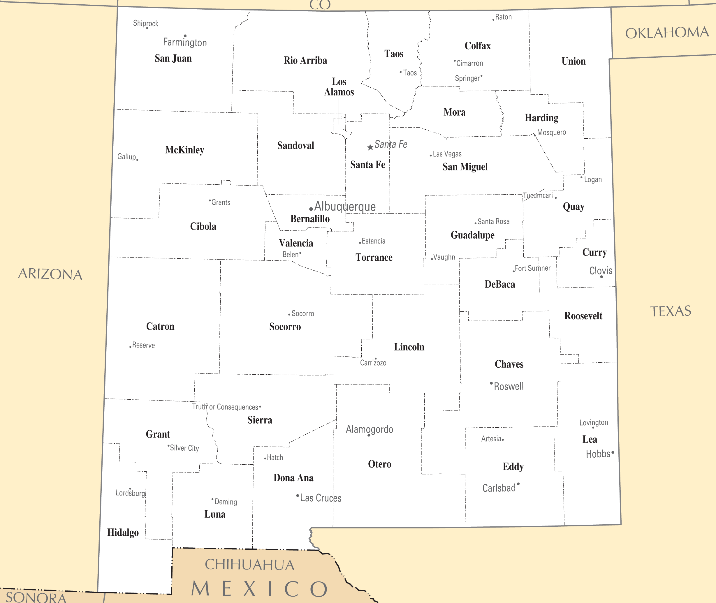 New Mexico Cities And Towns Mapsof Net