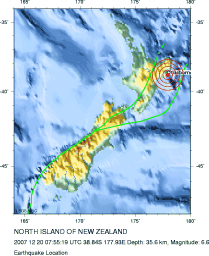 map of new zealand earthquake. New Zealand Earthquake 2007