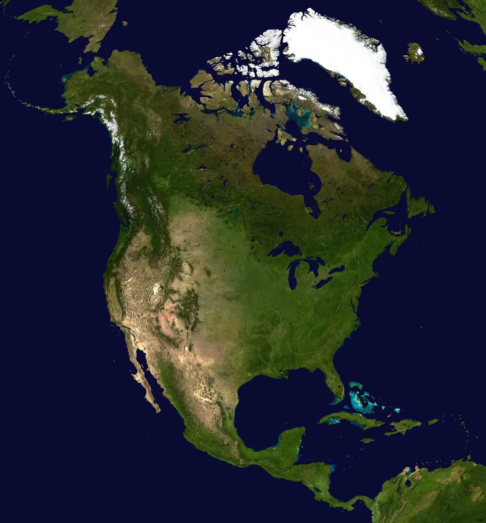 Satellite Map North America