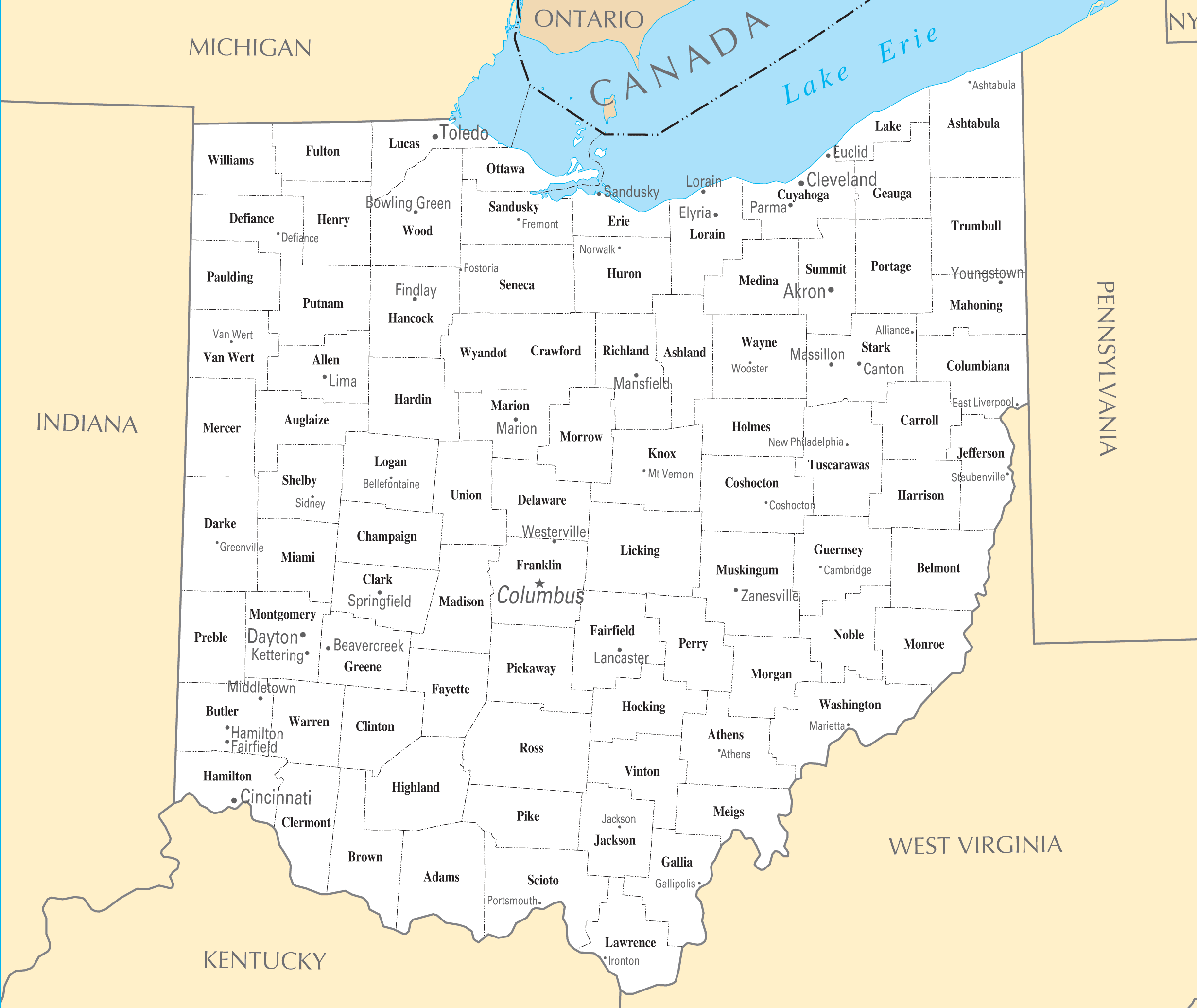 Ohio Cities And Towns Mapsof Net