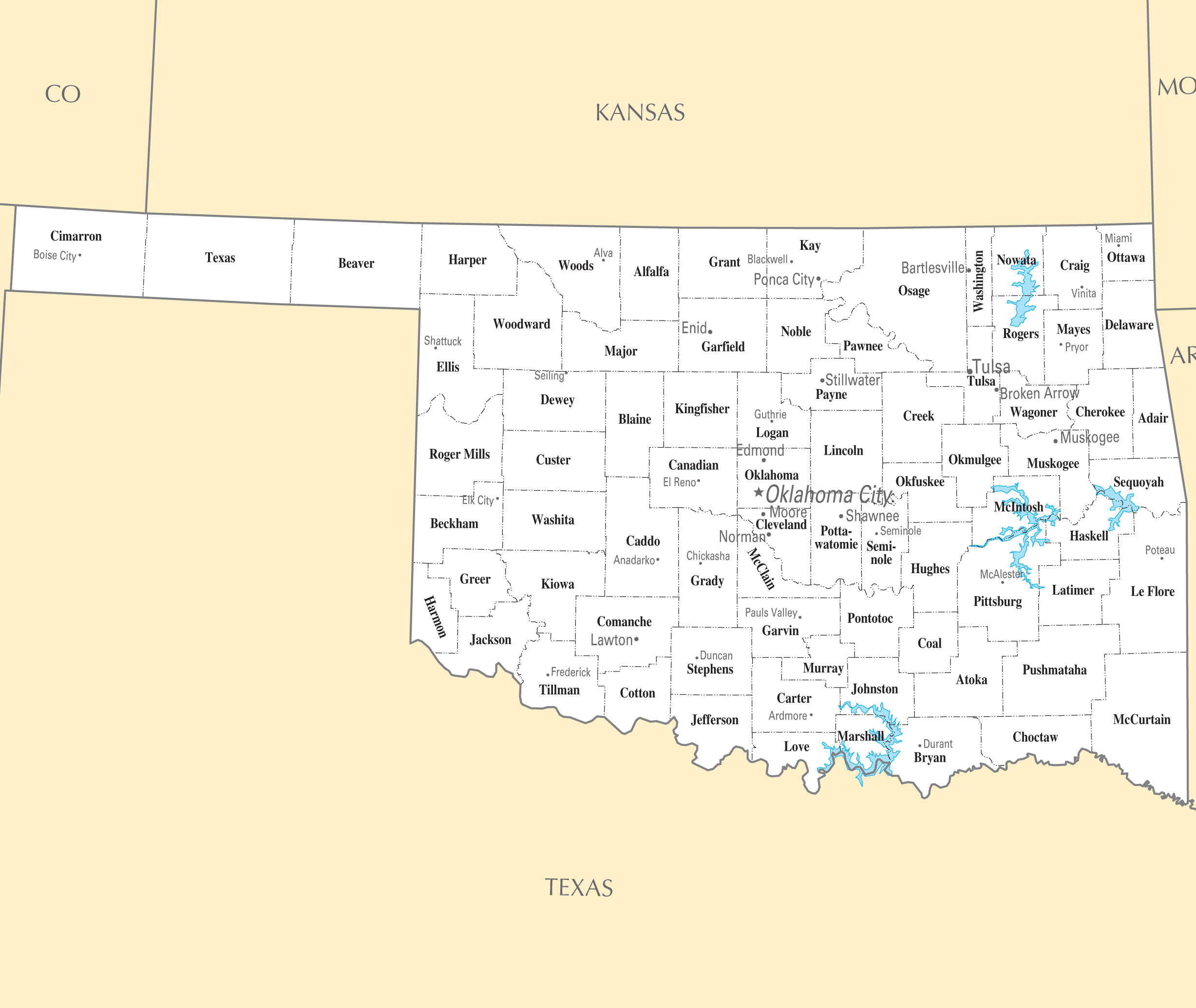 List of: Cities and Towns in Oklahoma