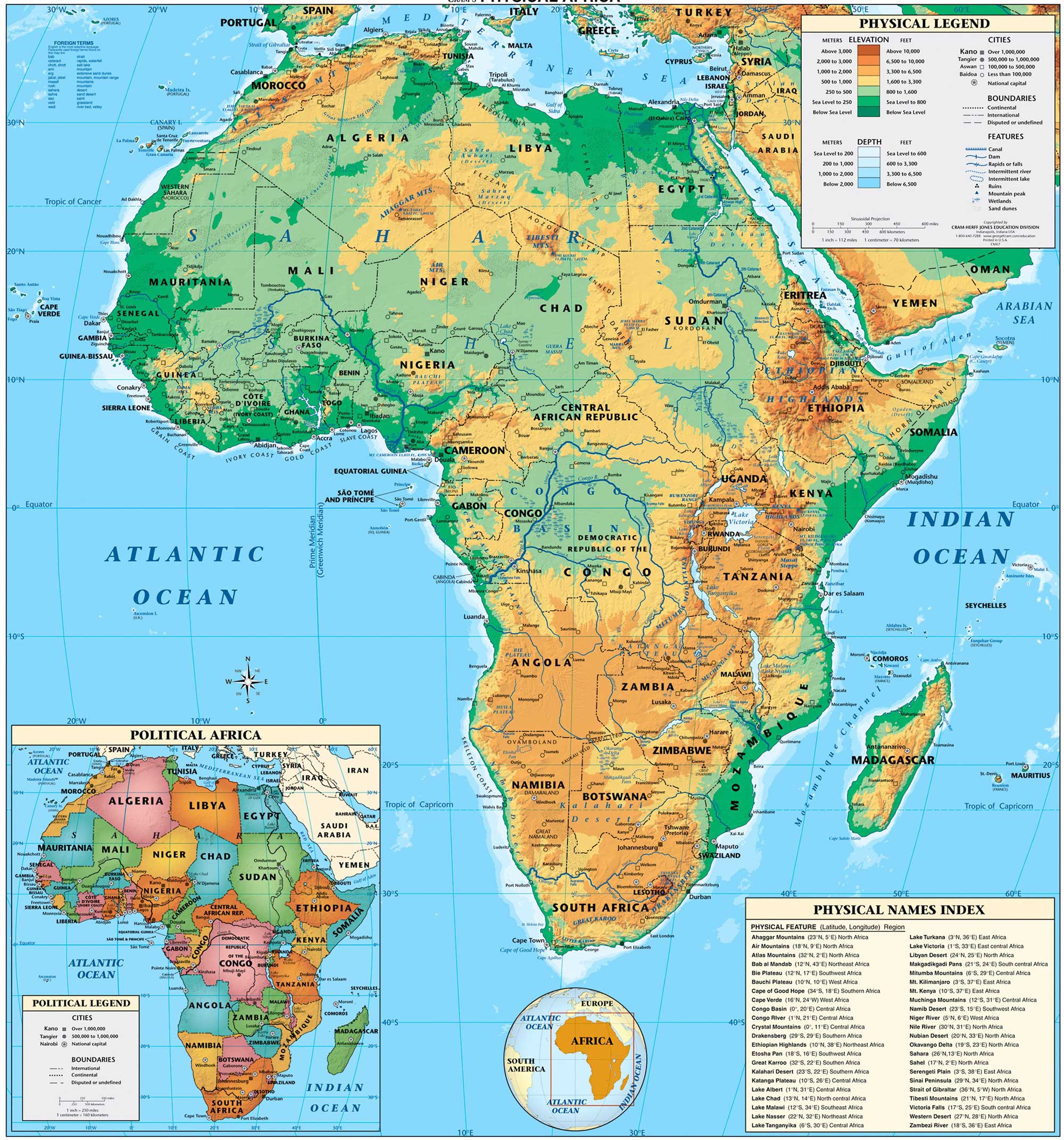 Physical Africa Mapsof