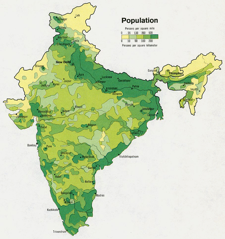 population map of china. world next only to China.