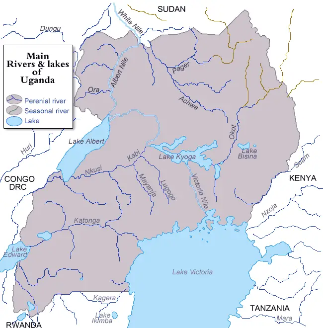 map of africa with rivers and lakes. Rivers And Lakes Of Uganda
