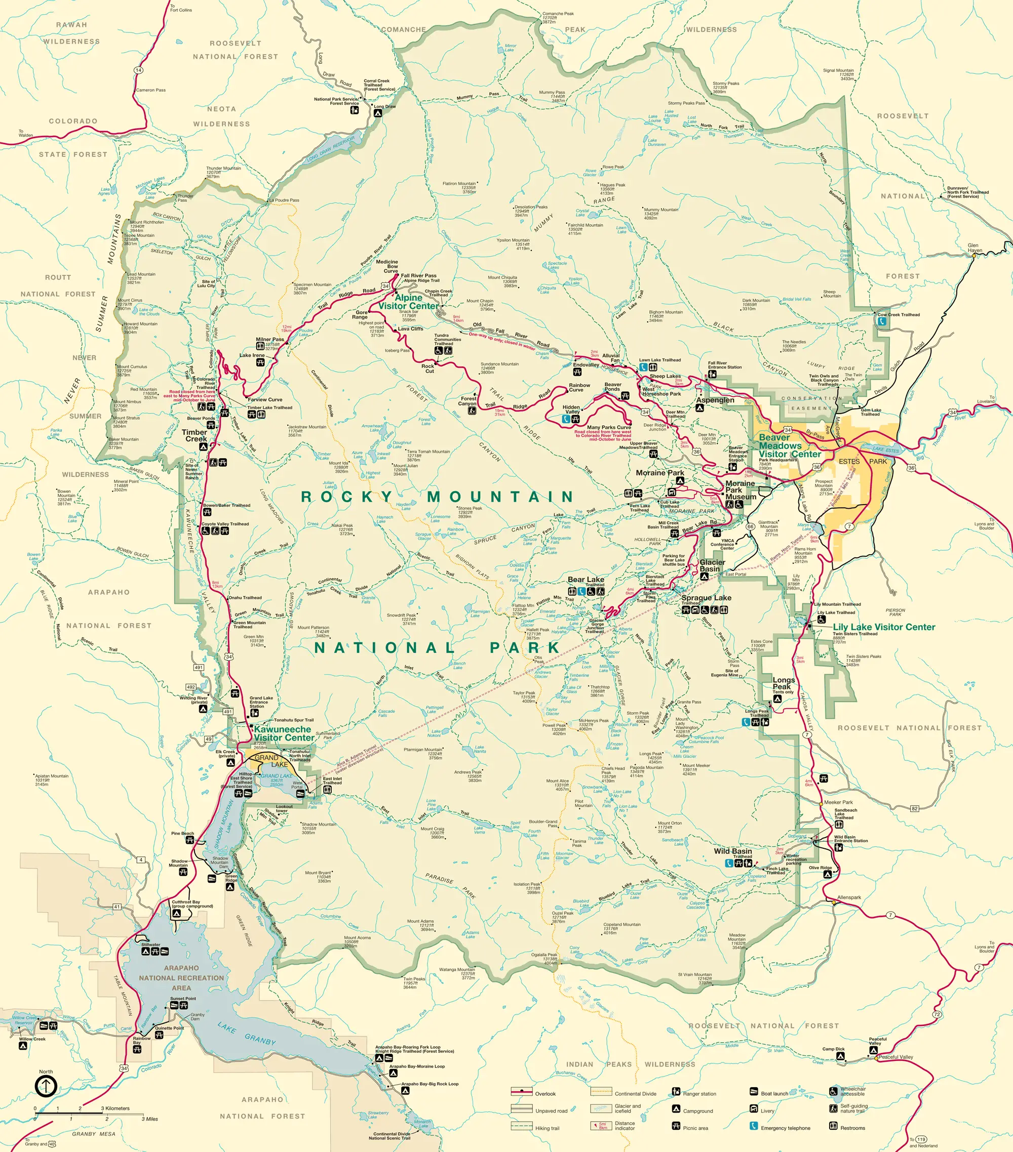 Rocky Mountain National Park Map Mapsof Net