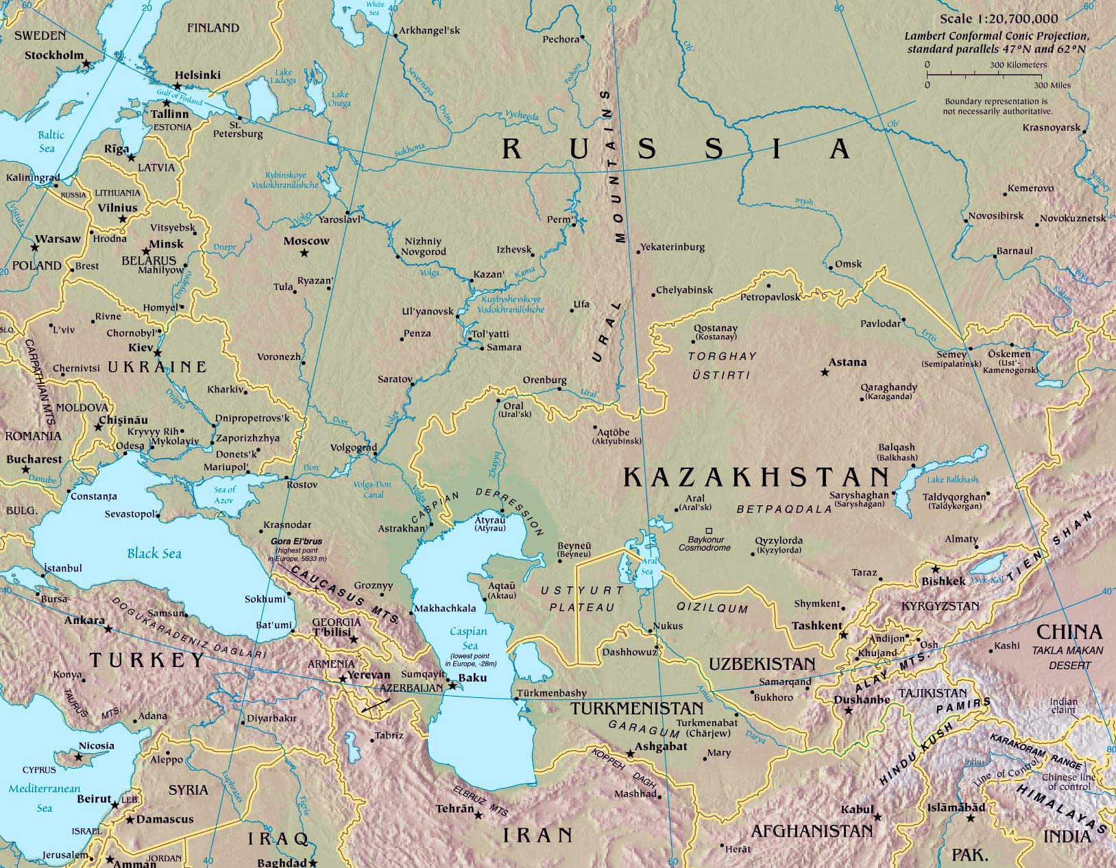 Russia And Central Asia Map •