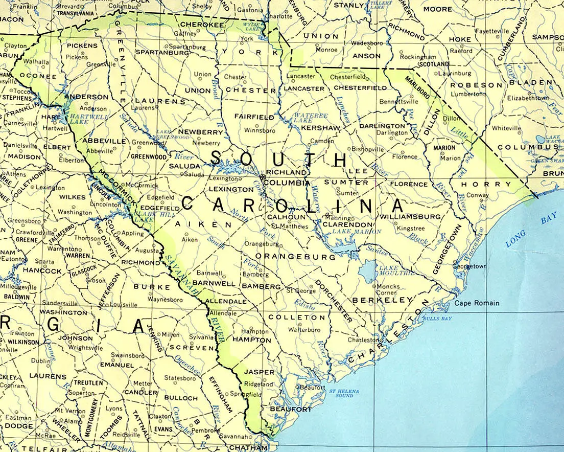 South Carolina Reference Map Mapsof Net