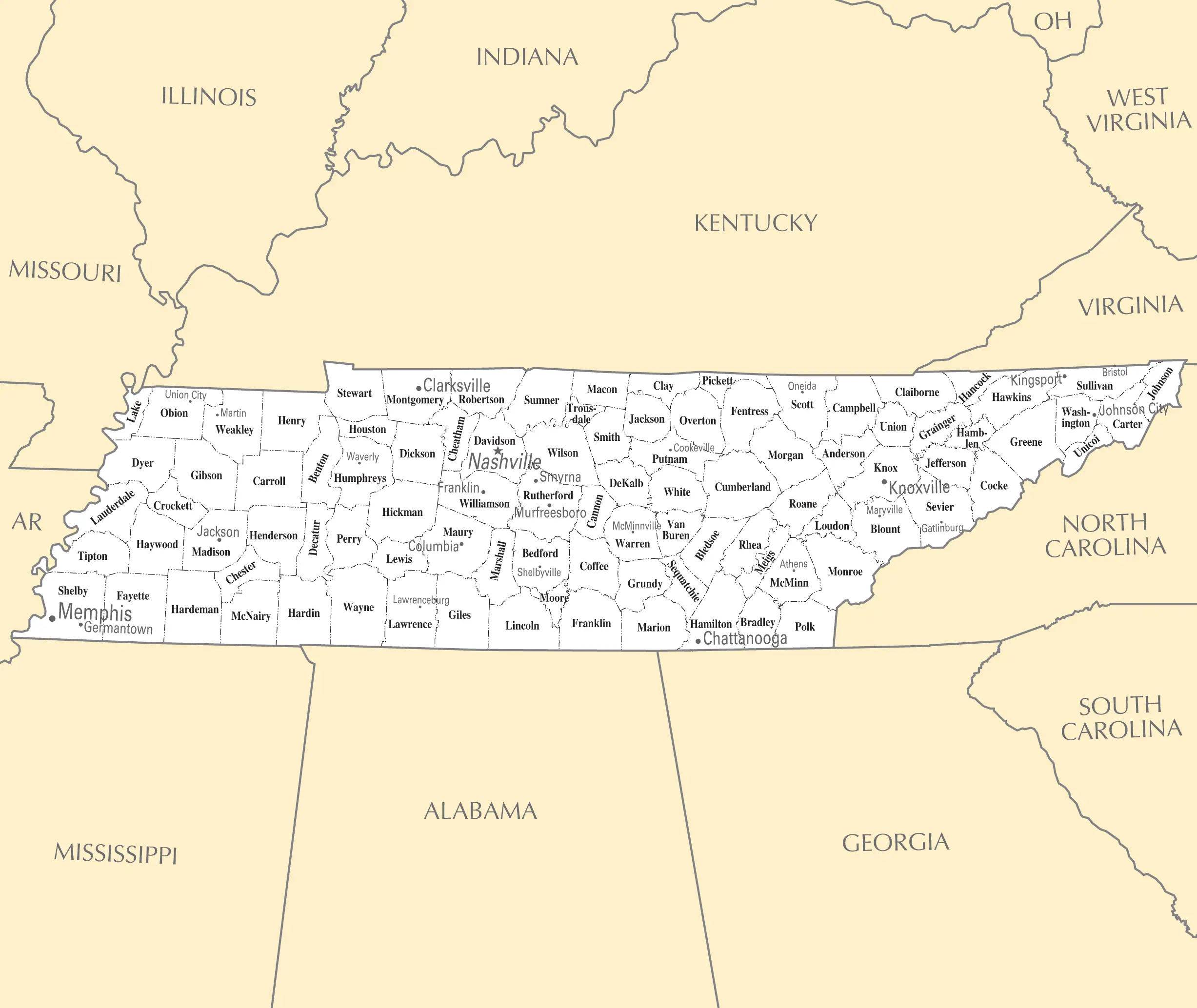 Tennessee Cities And Towns Mapsof Net