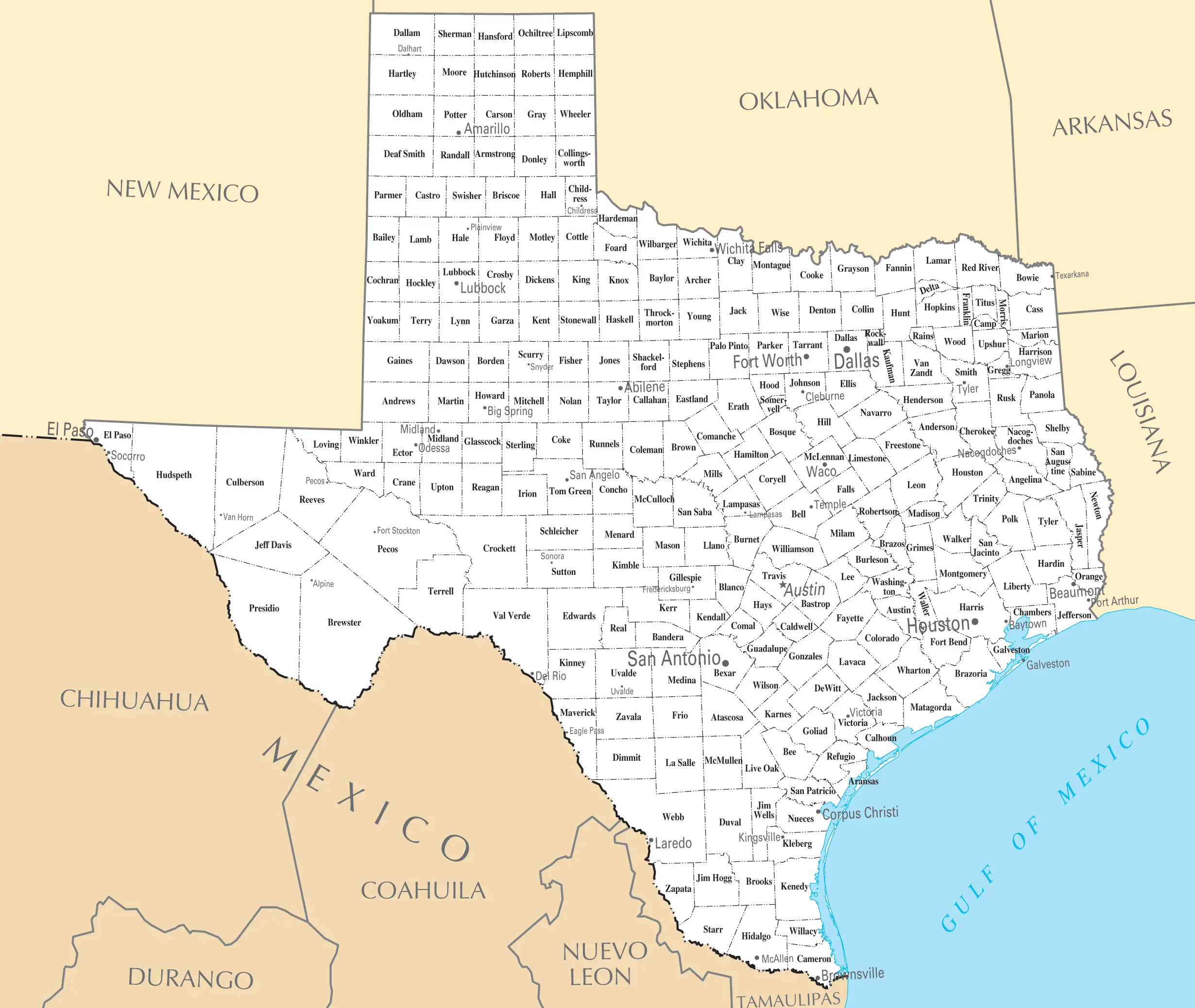Texas Cities And Towns Mapsof Net