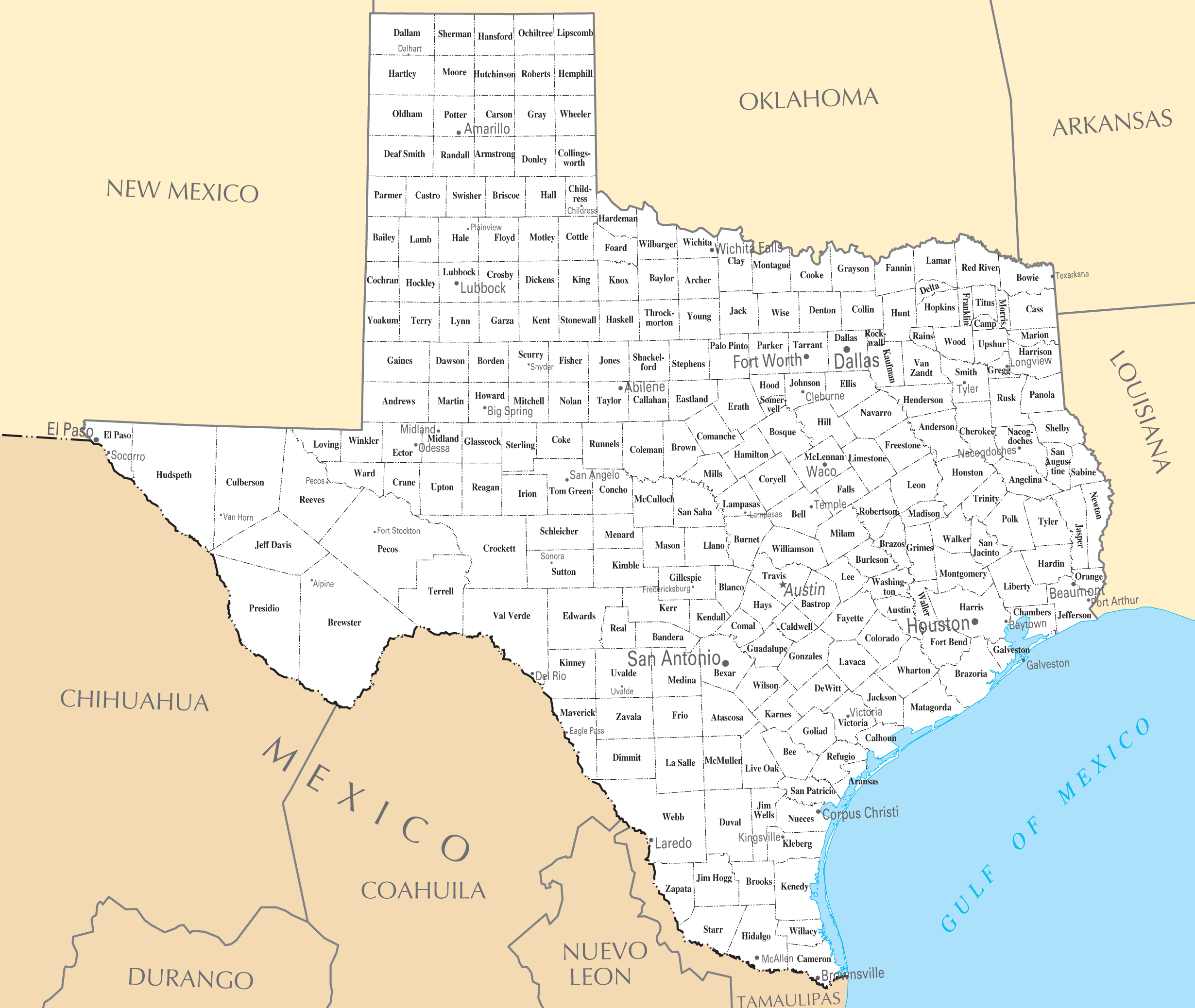 large map of texas cities and towns Texas Cities And Towns Mapsof Net large map of texas cities and towns