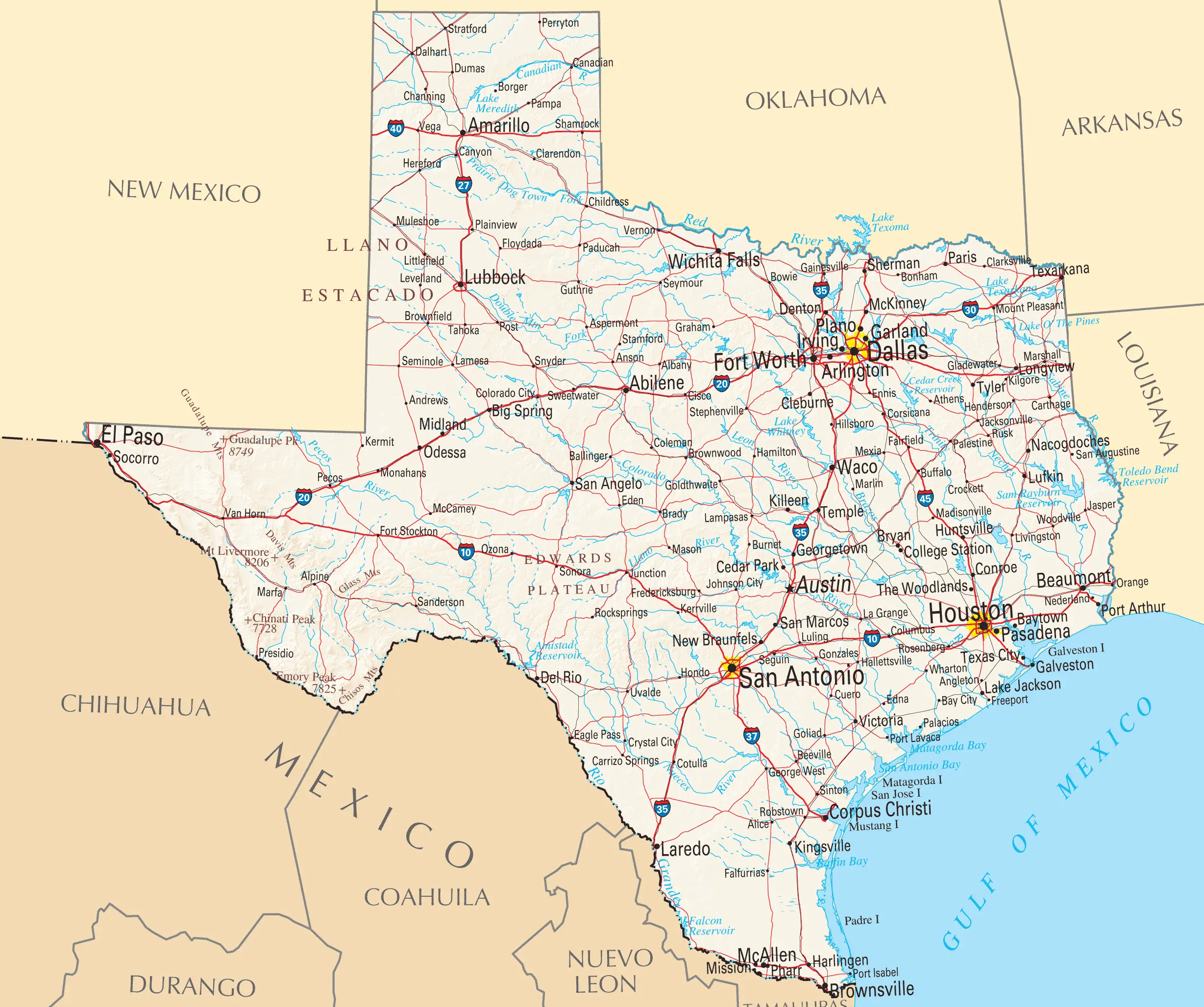 Texas Reference Map Mapsof Net