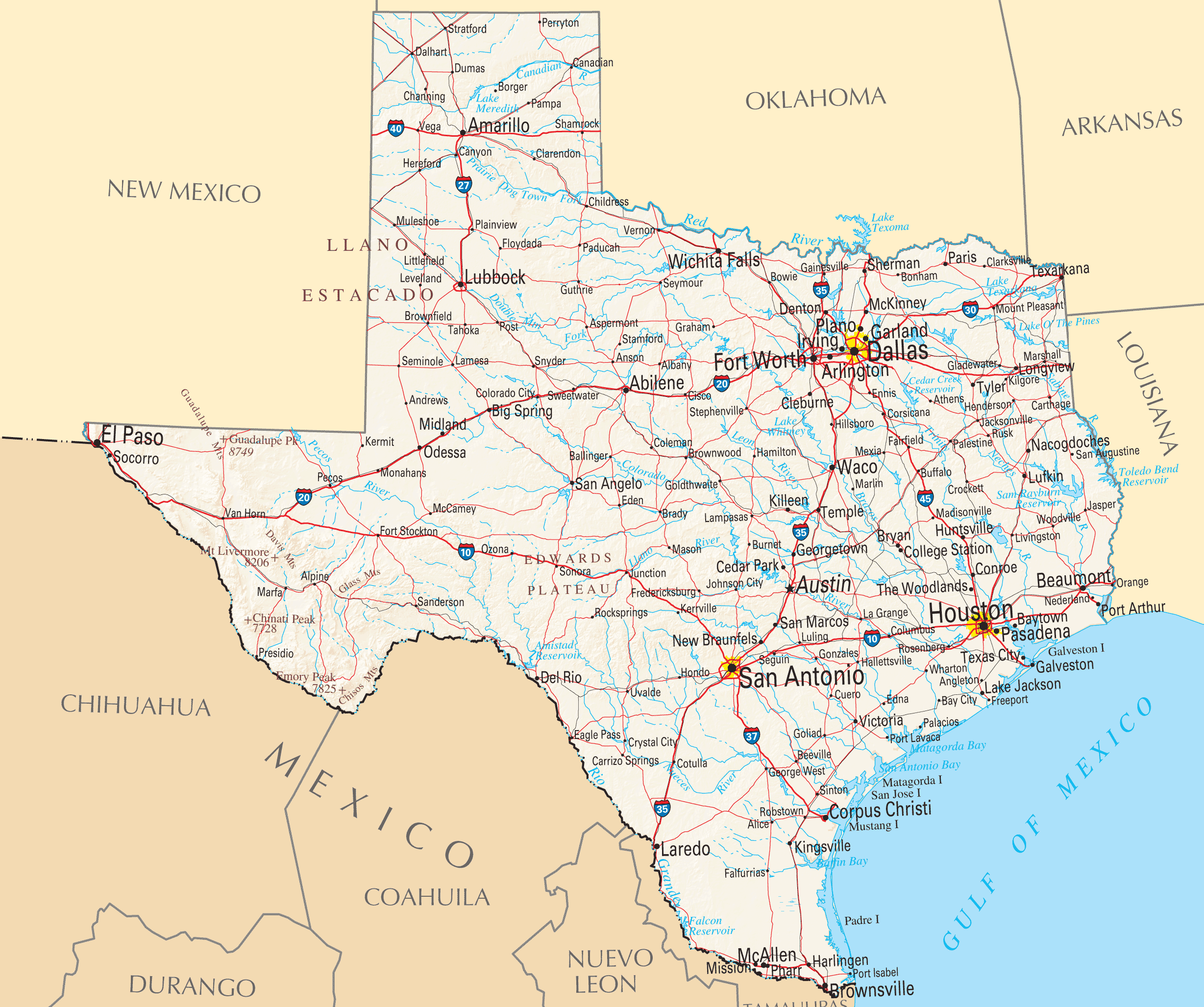 Texas Reference Map • Mapsof.net