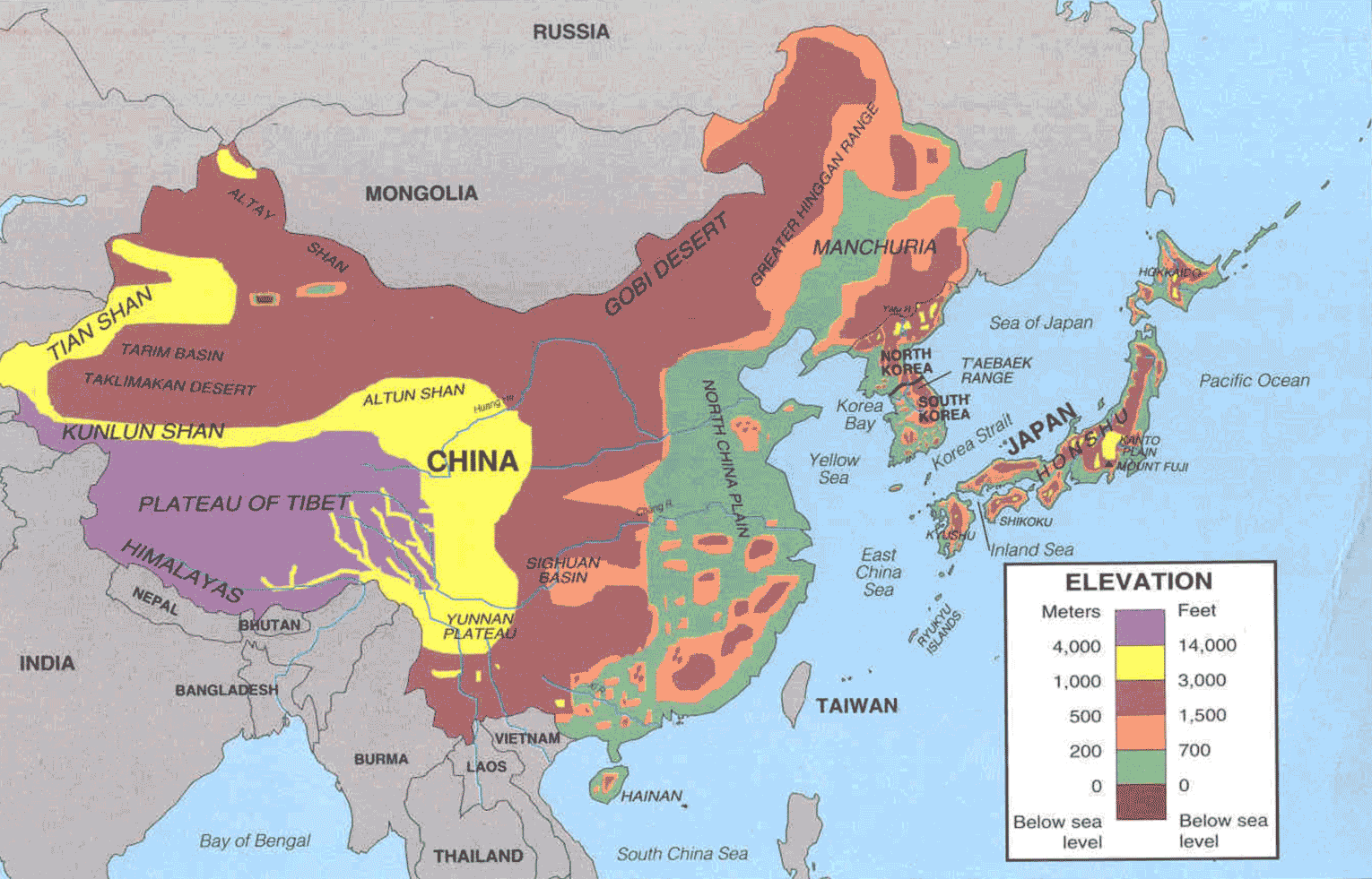 Topography Map of China • Mapsof.net