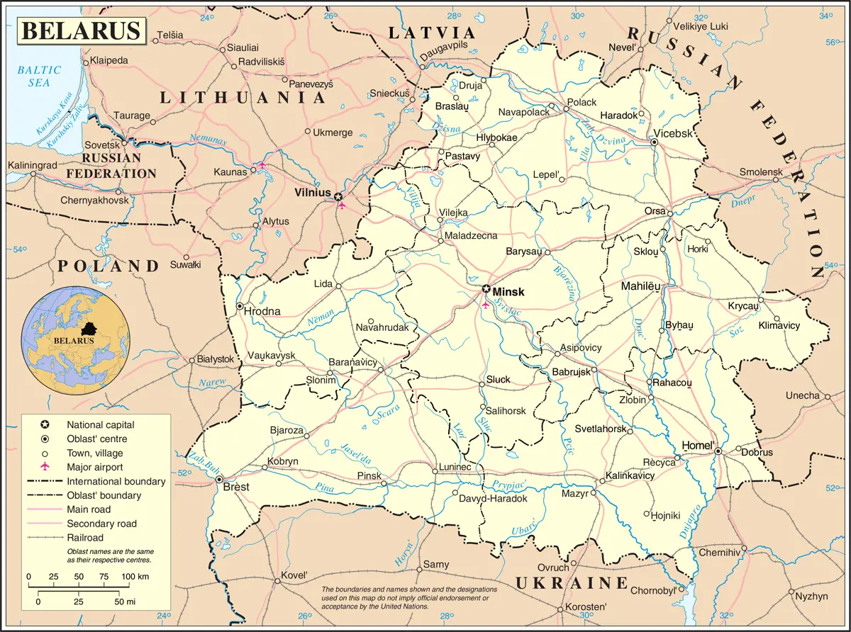 Weißrussland Bergen Karte