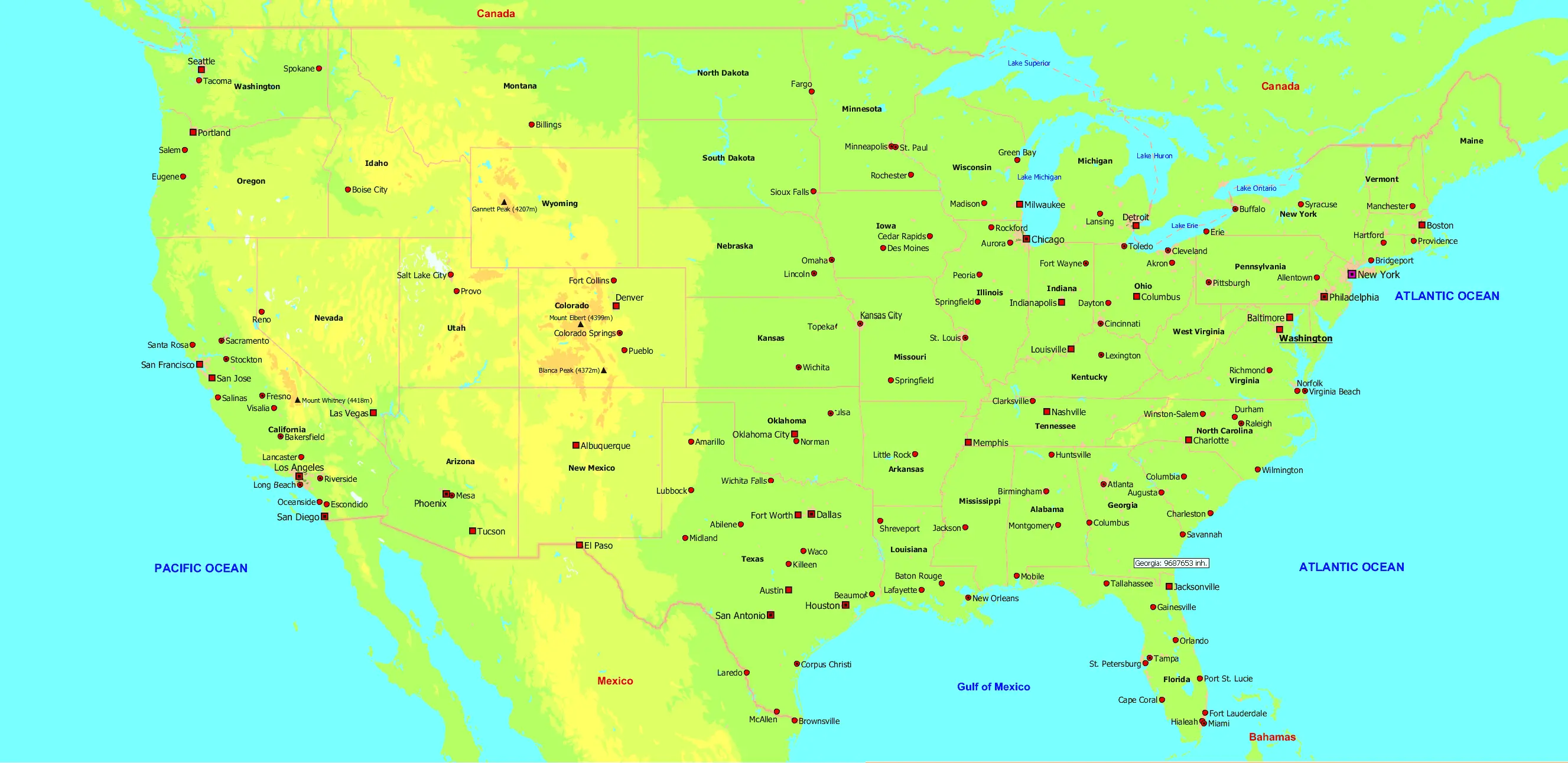Us Map With Major Cities Mapsof Net