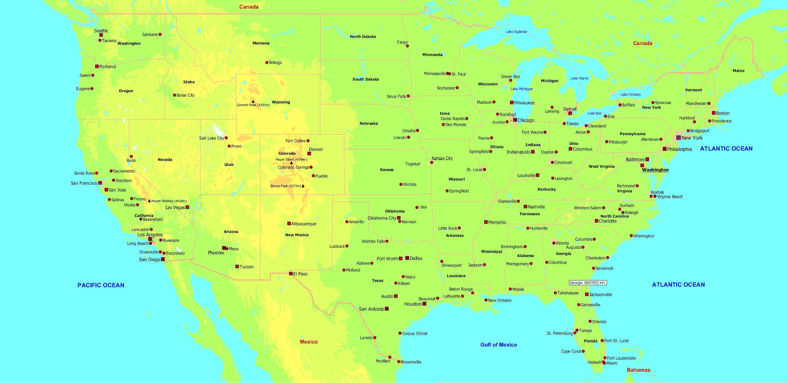 Us Map With Major Cities / Buy US Most Populated Cities Map - qse-alcn3