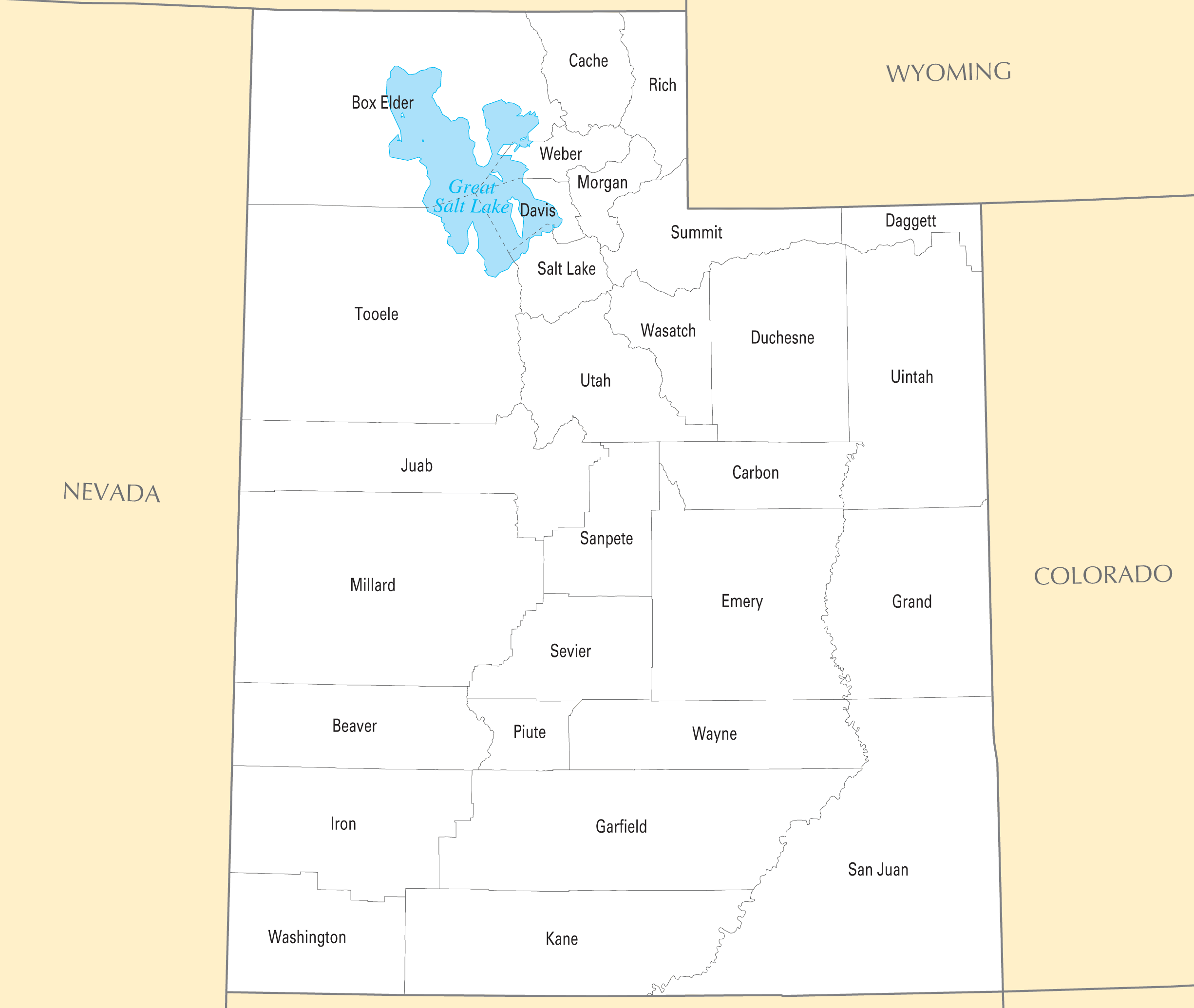 Utah Counties Map With Cities Free Printable Templates 1837