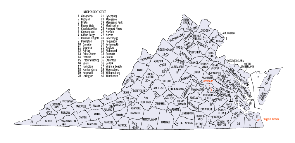 map of virginia cities