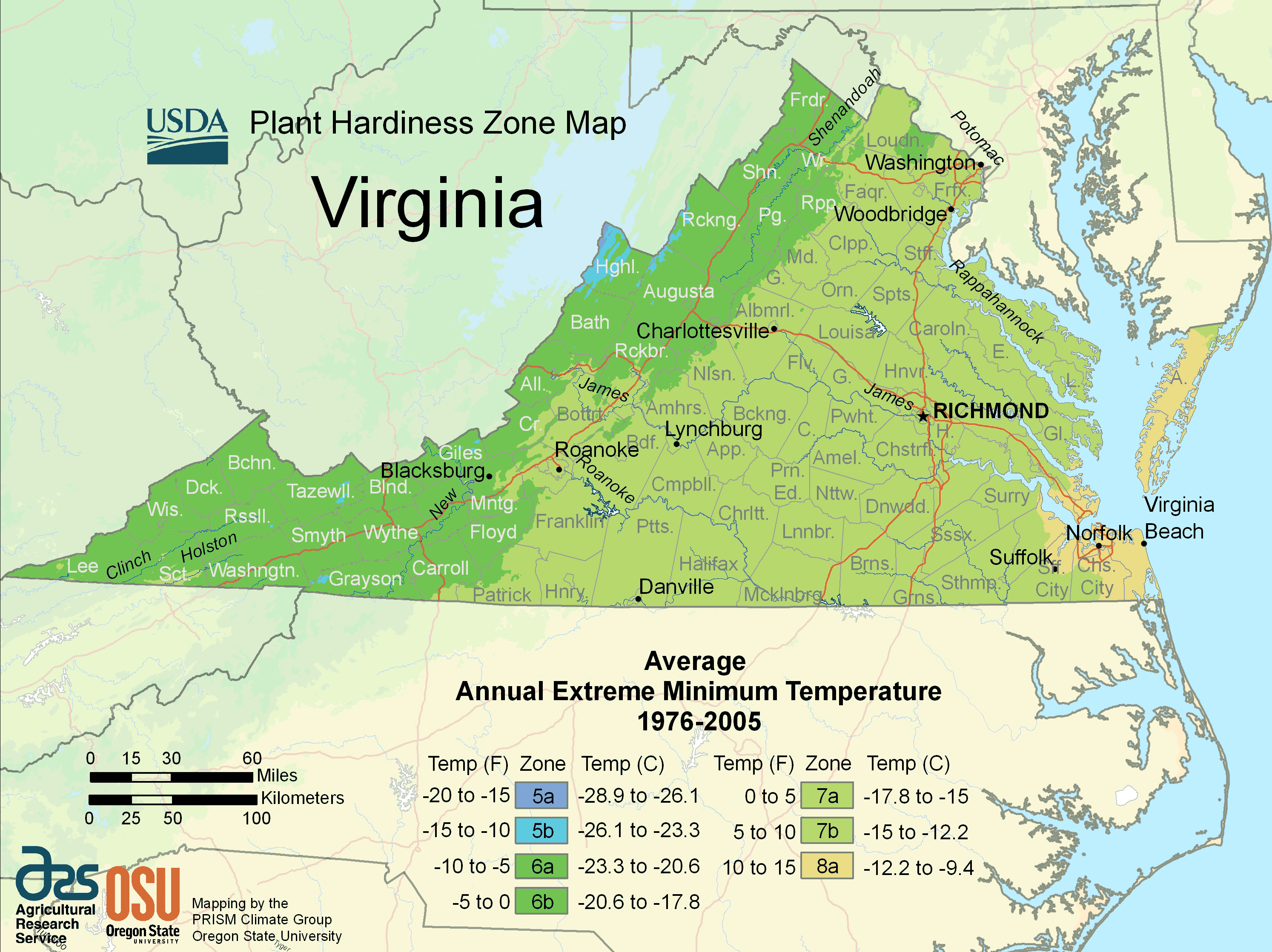 Virginia Plant Hardiness Zone Map Mapsof Net