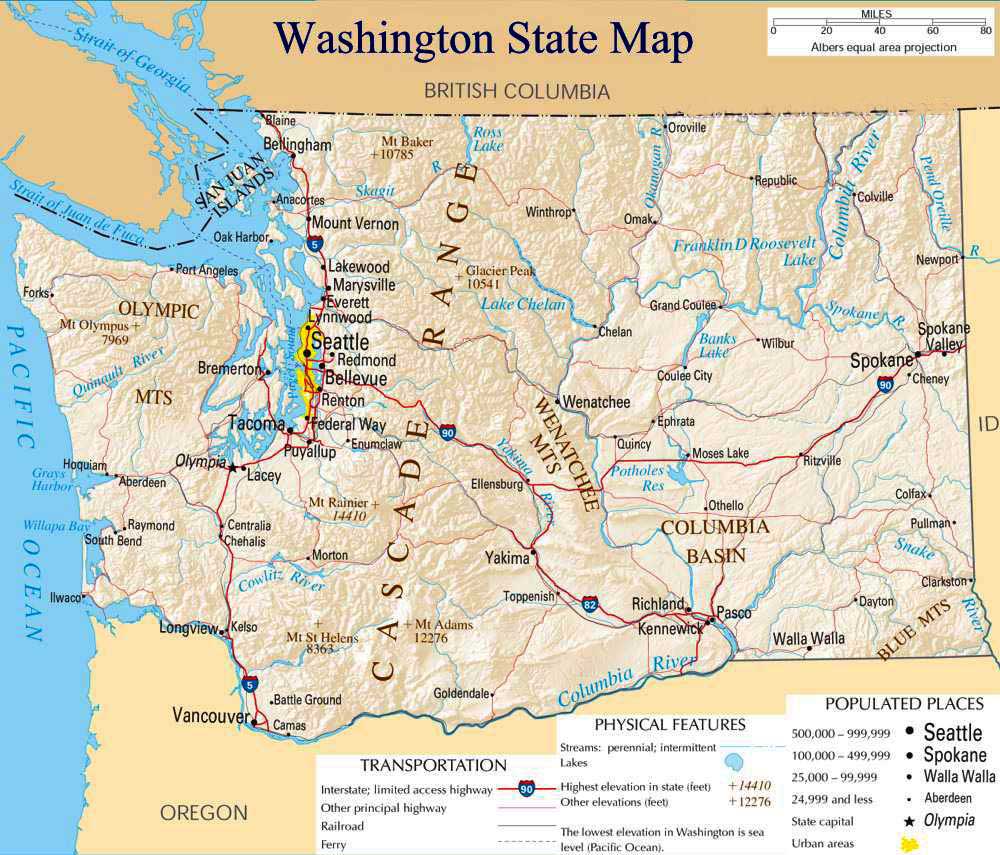 Washington State Map •