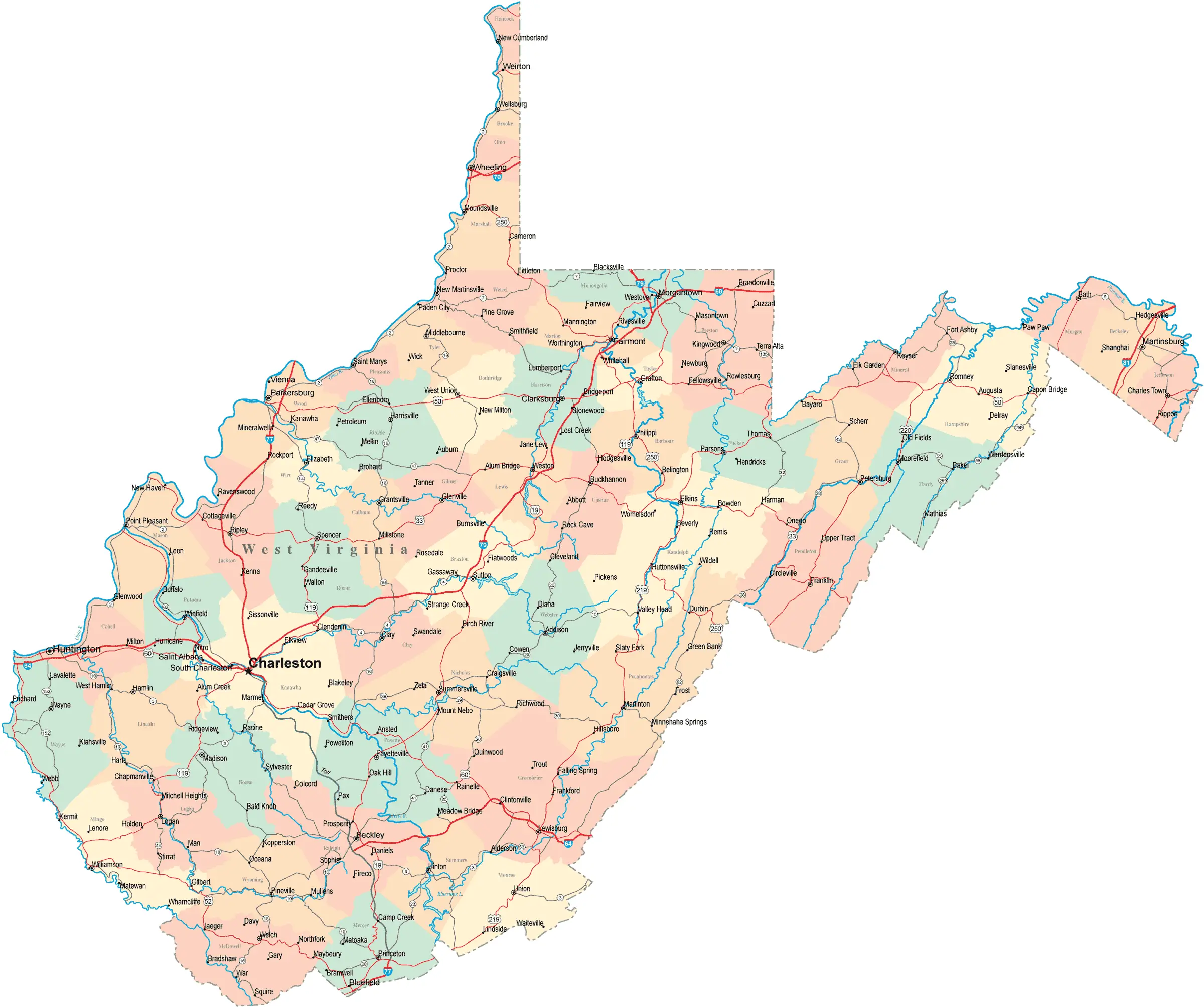 West Virginia Road Map •