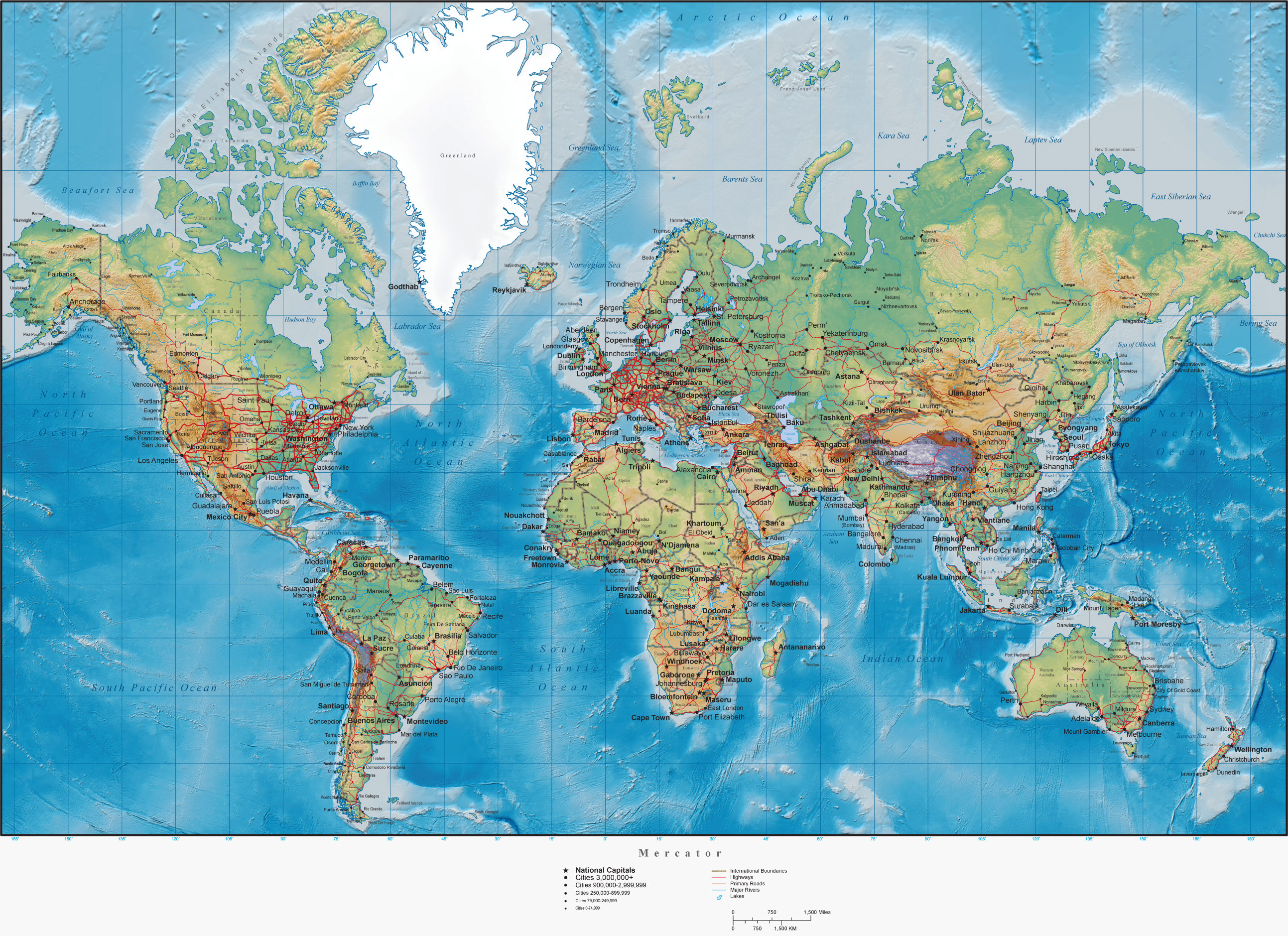 World Physical Map With Countries Vrogue Co