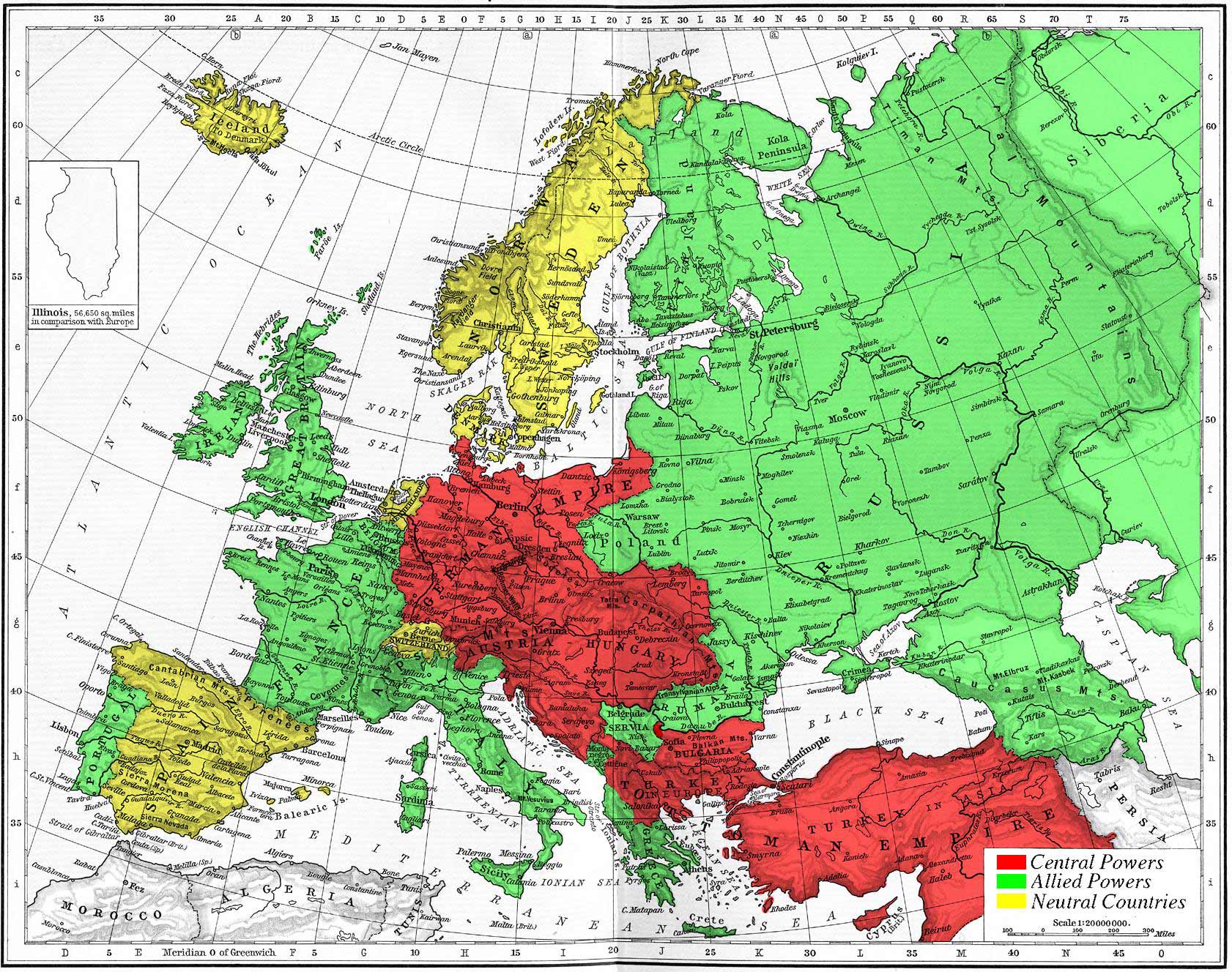 Wwi Alliances Europe 1914 Map • Mapsof.net