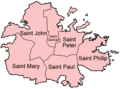 Antigua Parishes English - Mapsof.Net Map