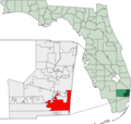 Map of Florida Highlighting Hollywood - Mapsof.Net Map