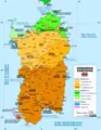 Population Language Map of Sardinia - Mapsof.Net Map