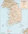 South Korea Political Map With Shaded Relief - Mapsof.Net Map