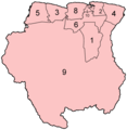 Suriname Districts Numbered - Mapsof.Net Map