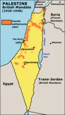 Map of Jewish Settlements In Palestine In 1947
